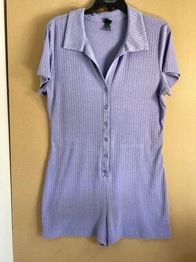 Target One piece short overalls ribbed with stretch in Lavender Blue sz XL
